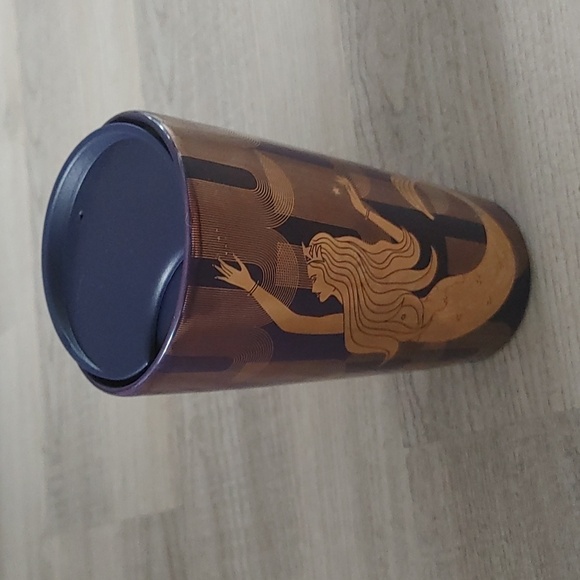 Starbucks ceramic travel mug 12oz. Decorated in purple with art deco gold design - Picture 3 of 3